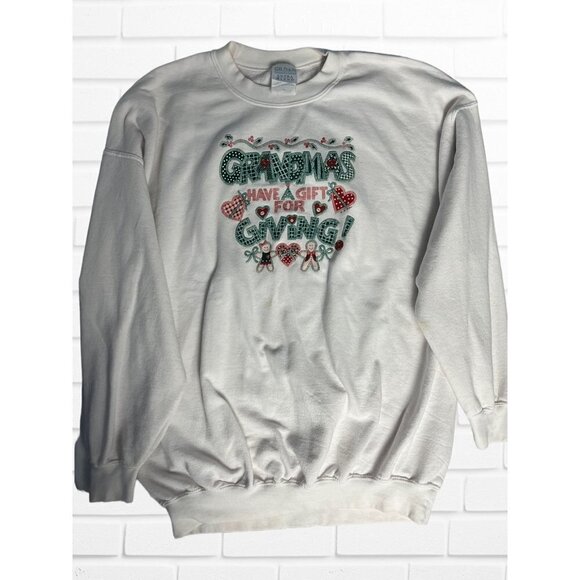 Vintage Gildans Crewneck Women's XXL Grandmas Gifting Gingerbread Christmas Xmas - Picture 3 of 10